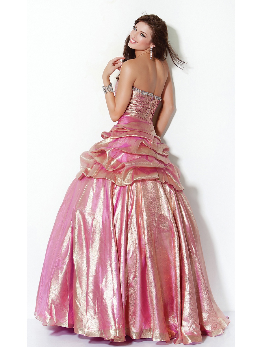Ball Gown Floor Length Pink Silky Heavy Taffeta Beaded Bust Celebrity Dress 2012