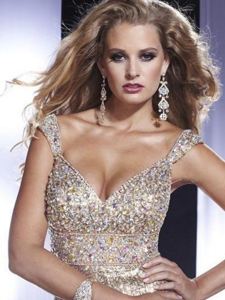 Sumptuous Halter Top White Diamantes Embellished Bodice and Sequined Skirt Dress
