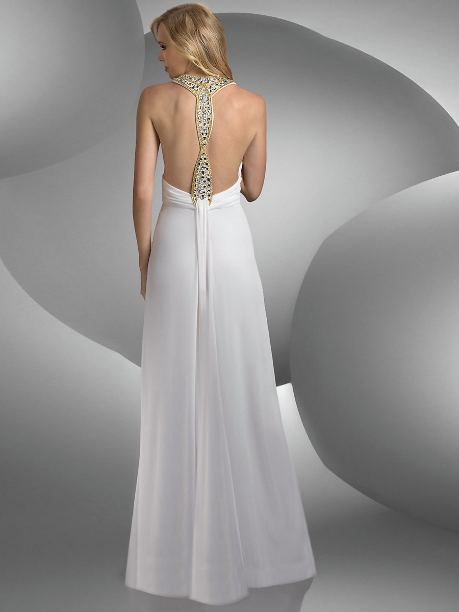 Splendid Jewel бисера шеи империи этаж Длина белого шифона платье невесты