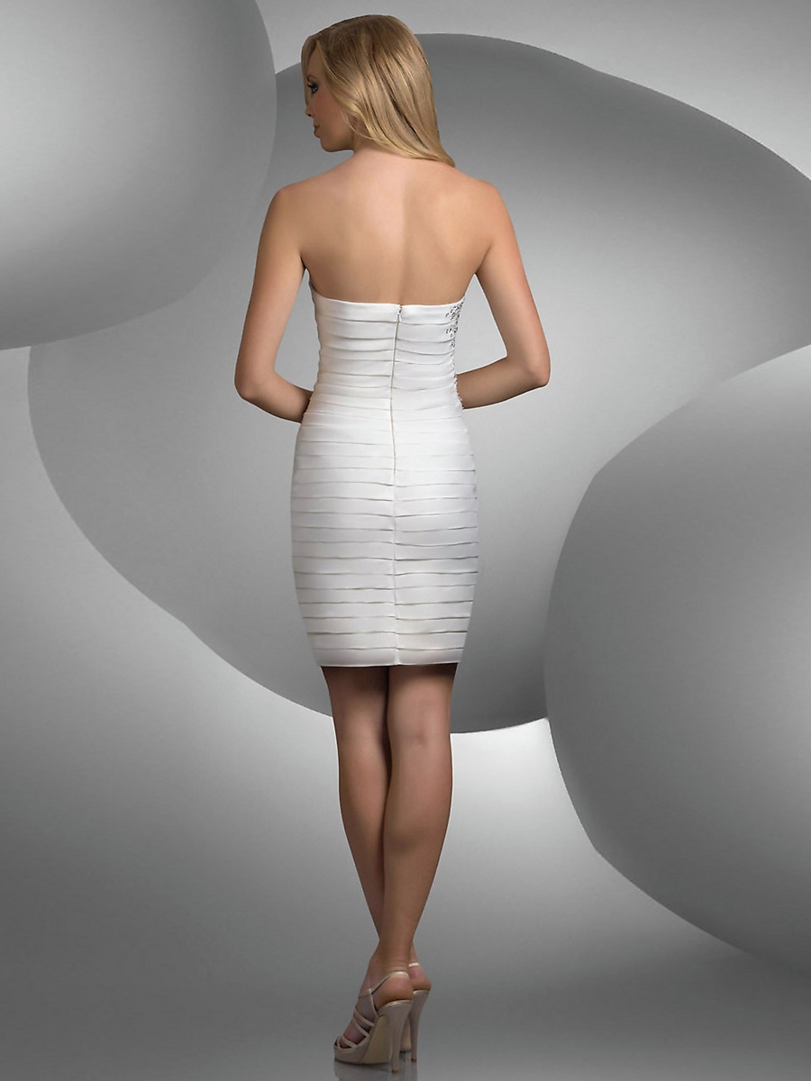 Erstaunlich strapless Länge Mantel Diamantes Embellished Elastisches White Satin Kleid