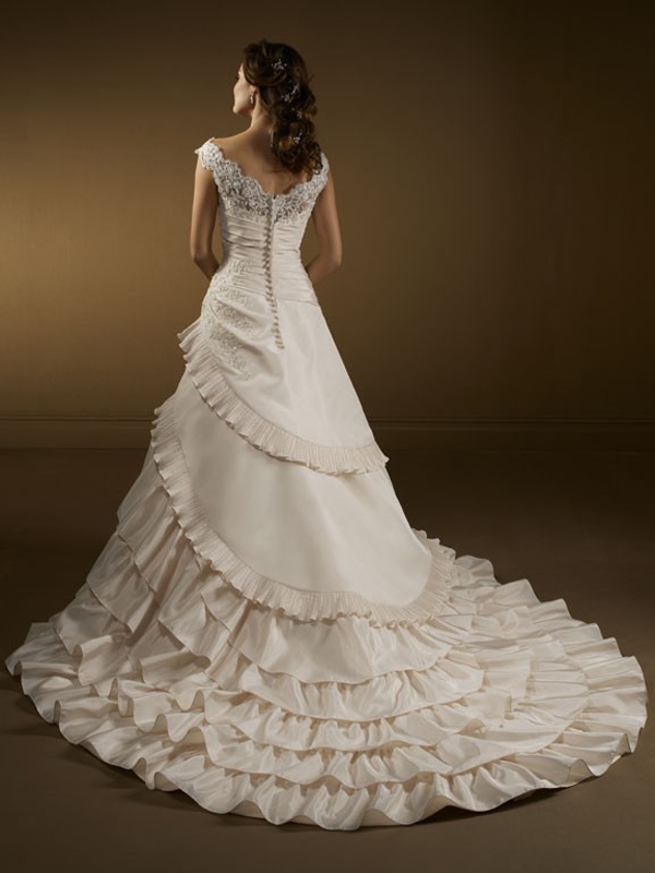 Sexy V-Neck and off-the-shoulder Beading Elegant Wedding Dress