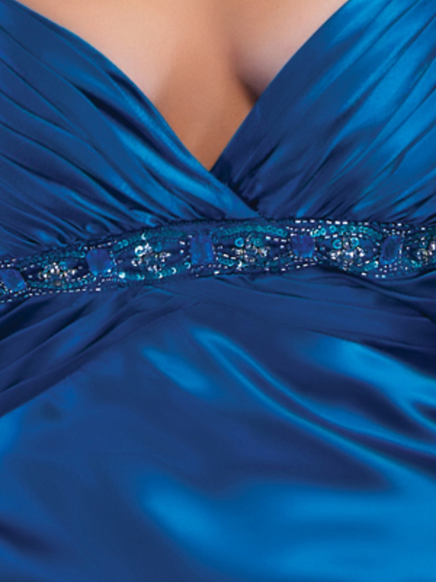 Elegant Satin Sweetheart Neckline Sequined Straps Empire Waist Full Length Evening Dresses