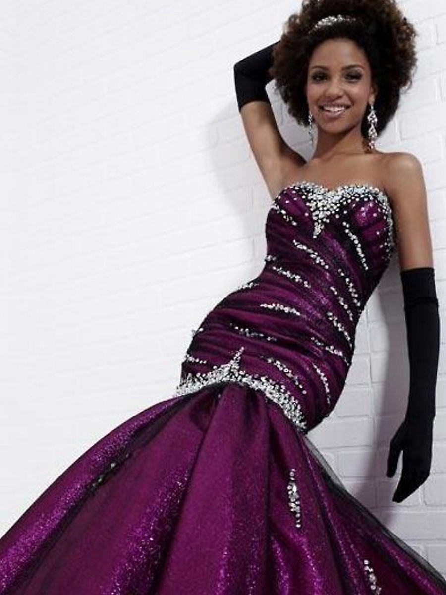 Unrivalled Sweetheart Mermaid Black Tulle and Regency Velvet Diamantes Celebrity Fashion