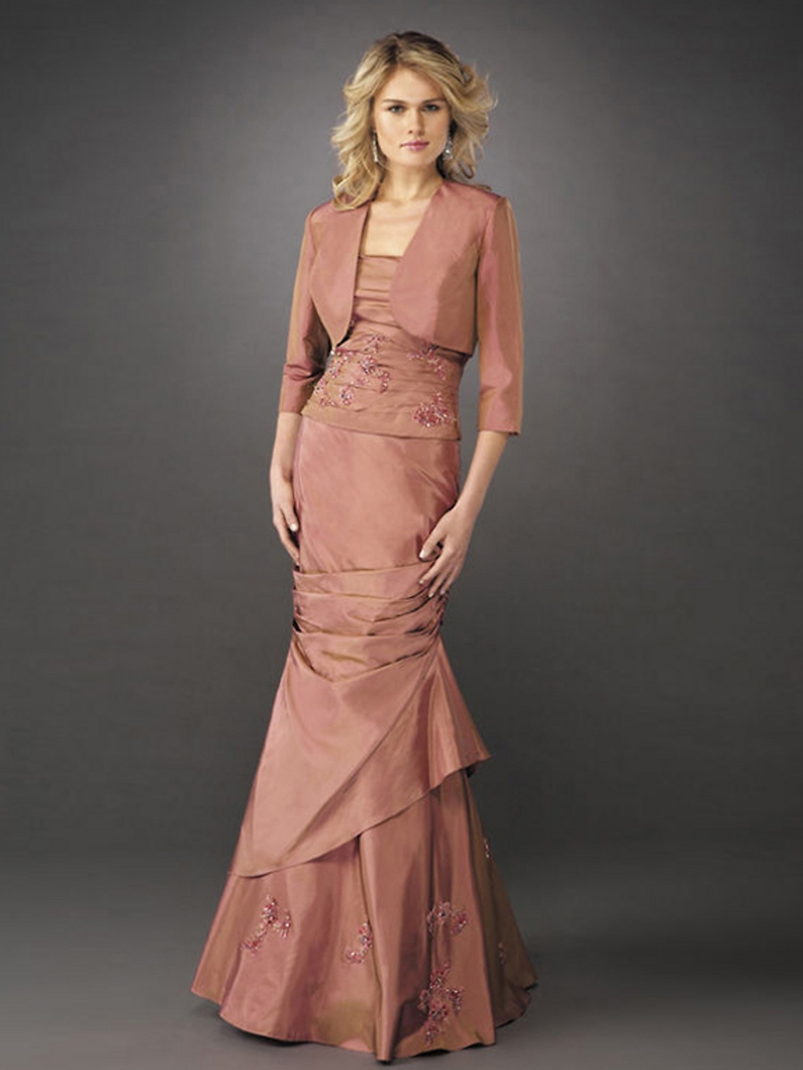 Graceful Trumpet Style Strapless Neckline Full Length Hem Embroidered Celebrity Dresses