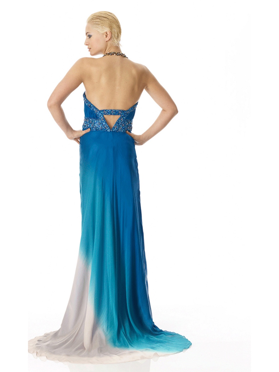 MultiColored A-line Style Strapless Sweetheart Neckline Sequined Trim Celebrity Dresses
