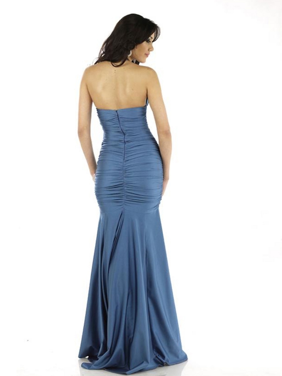 Classy Mermaid Style Satin Fabric Low V-neckline Halter Strap Brooch Accented Celebrity Dresses