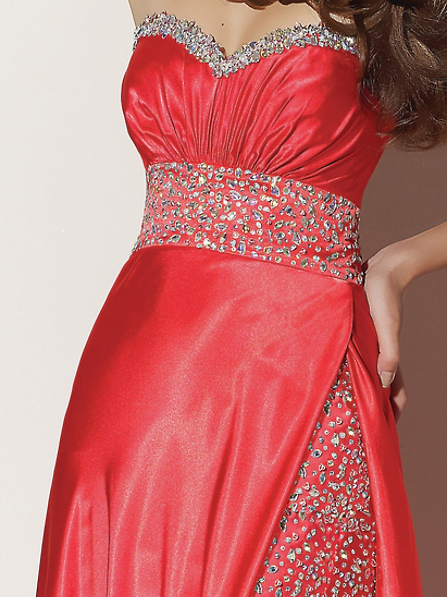 Trendy Strapless White or Red Elastic Chiffon Sheath Floor Length Diamantes Celebrity Gowns