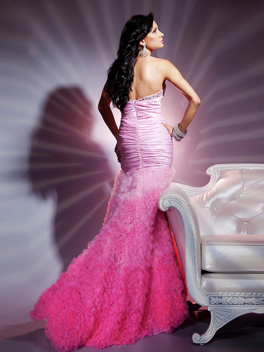 Fascinant sirène sweetheart stretch rose en satin et tulle robe de célébrité Jupe