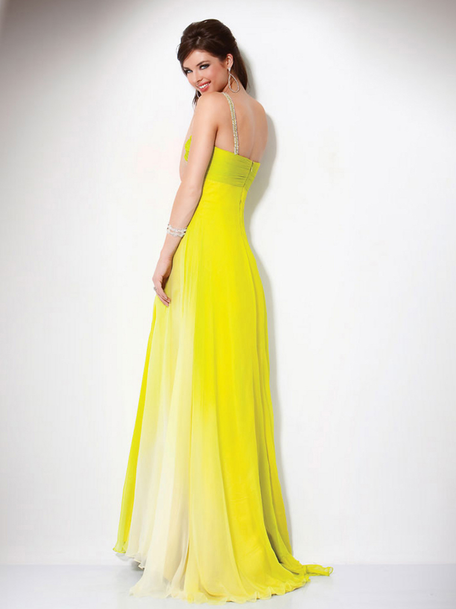 Charming Ombre Chiffon Rhinestones Strap Sweetheart Neckline Elegant Evening Dresses