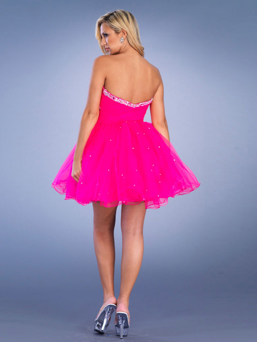 Chic Organza Strapless Sequined and Bow Tie Accented Swinging A-line Prom Dresses