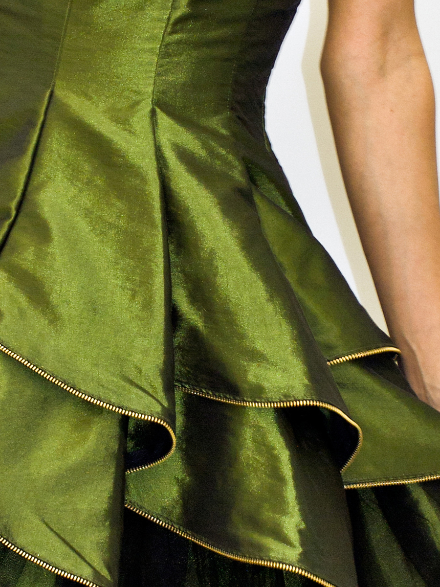 Elegante herzförmiger Ausschnitt grünem Taft und Tüll Short Skirt Fluffy Prom Dresses