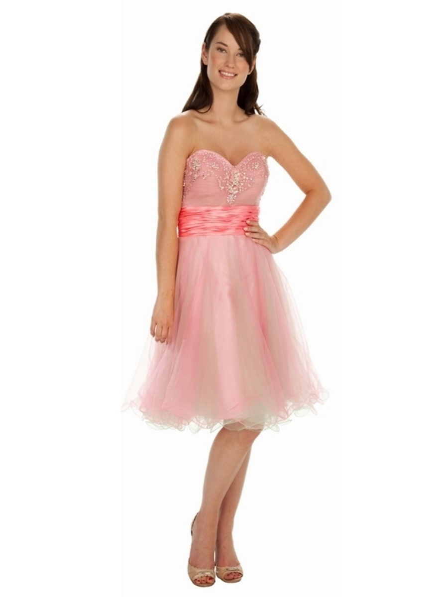 Two-toned Classic Sweetheart Neckline Sequined Trim and Organza Bridesmaid Dresses