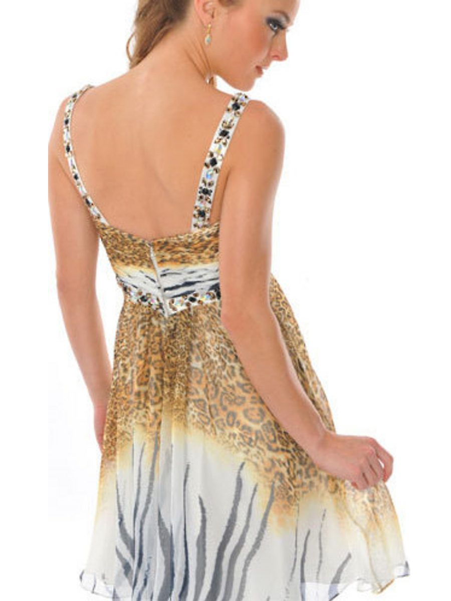 Seller Championship Halter Rhinestone Embellished Short Length Sheath Leopard Printed Dress