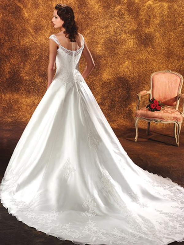 Scoop Collo con Abbellimento perline A-Line Wedding Dress Silhouette