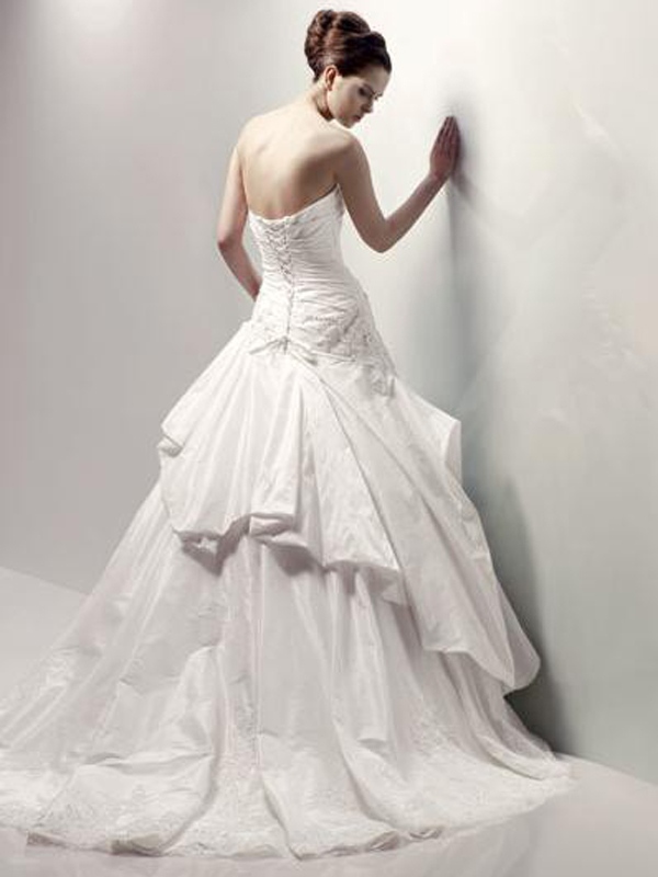 Perfect Pick-Up Design with Embroidery Embellishment Wedding Dress