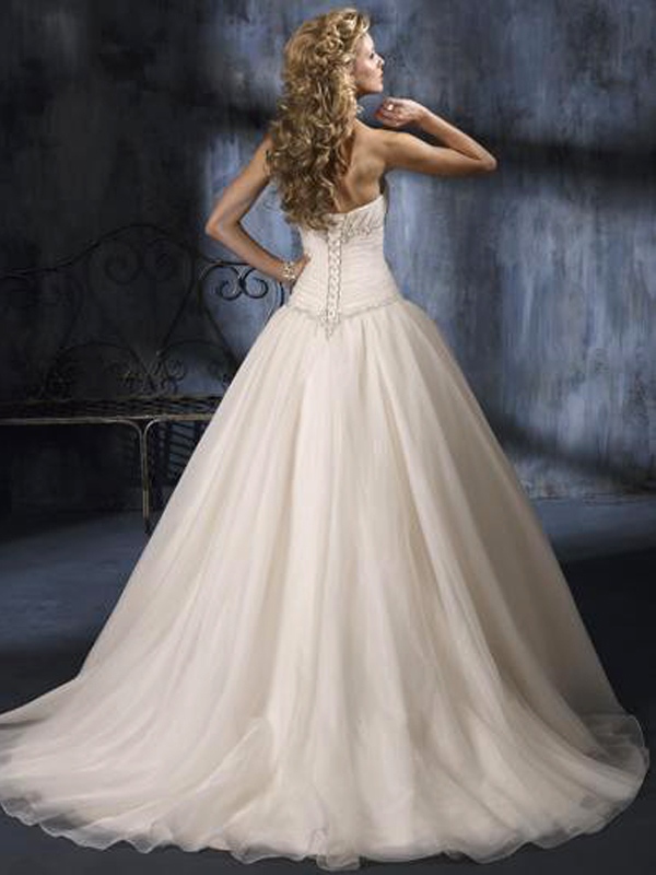 Versatile Ball Gown Styling in Beadwork and Ruched Bodice