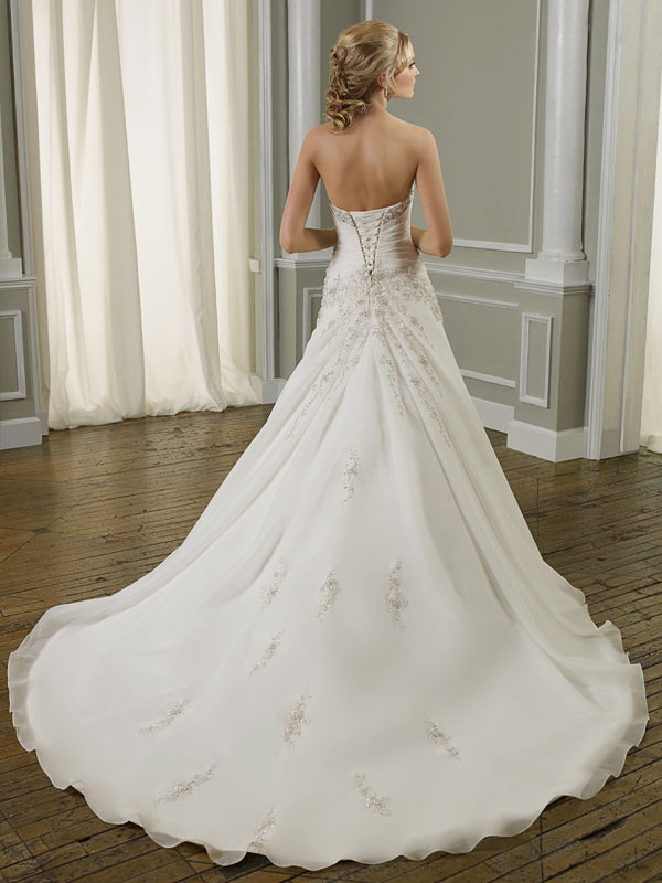 Beading and Embroidery on Waistline and Neckline Elegant Wedding Dress