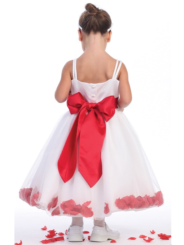 Ball Gown Sleeveless Flower Girl Dress with Red Bow