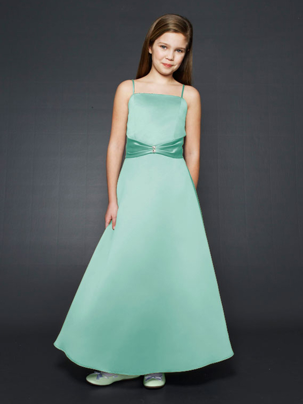   Потрясающе-линии атласная Цветочница платье с Shinning Rhinestone кнопки