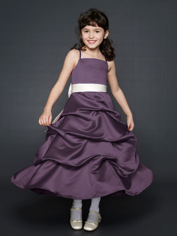 Fabulous una linea di raso Flower Girl Dress con strass Shinning Button