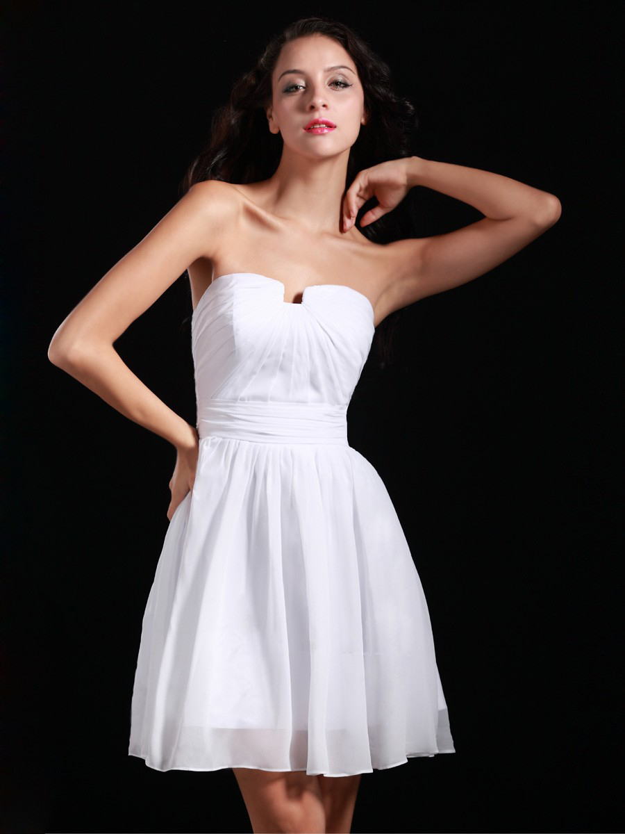 Off-Shoulder Homecoming Dress in White