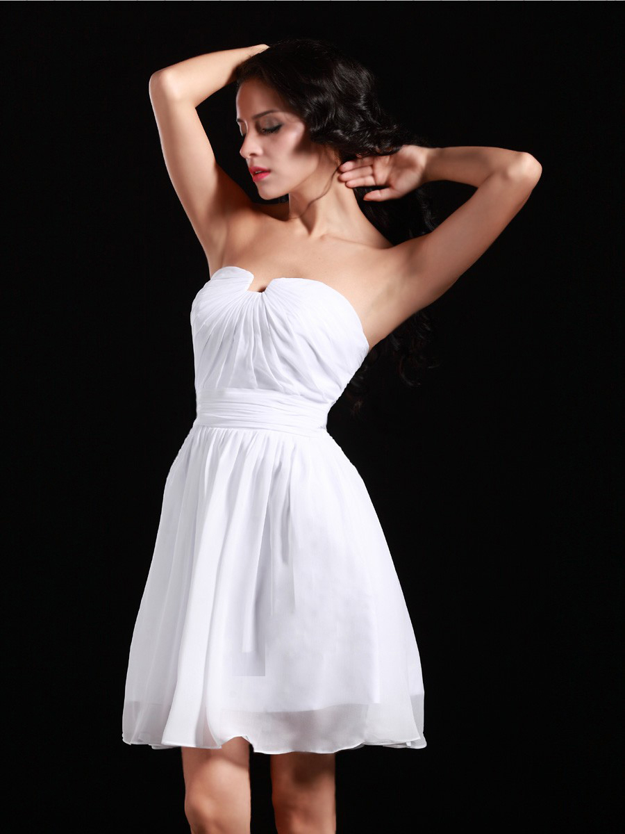 Off-Shoulder Homecoming Dress in White