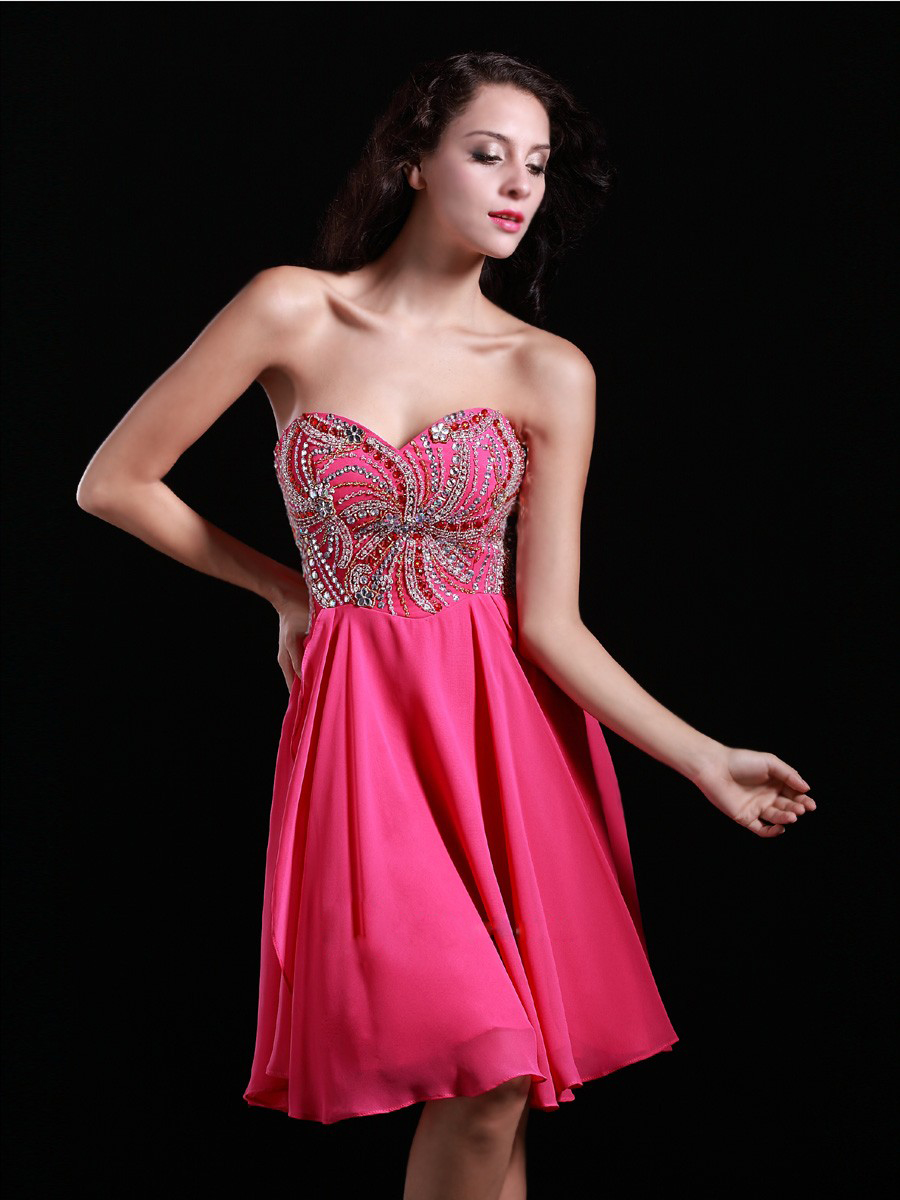 Off-Shoulder Homecoming Dress with Synthetic Diamonds Embroidered