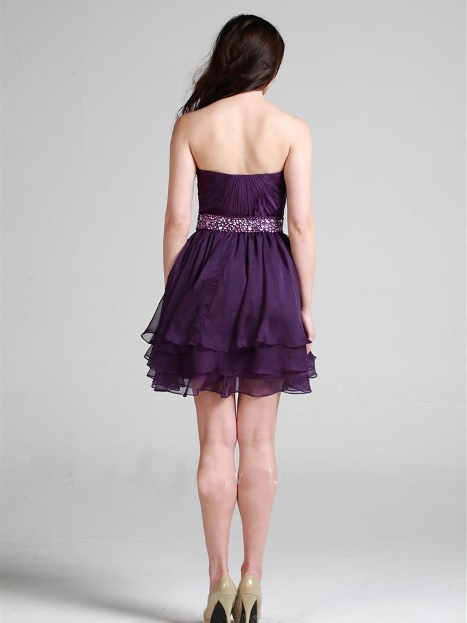 Cute Knee-length Strapless Homecoming Dress with Rhinestone Belt