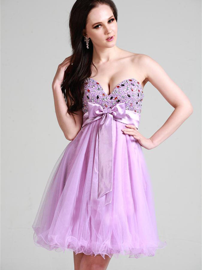 Sexy Sweet-heart Knee-length Homecoming Dress with Bow Tie