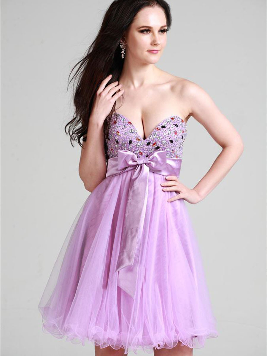 Sexy Sweet-heart Knee-length Homecoming Dress with Bow Tie