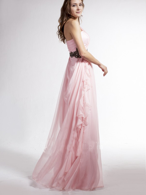 Fairy Floor-length One-shoulder Homecoming Dress with Unique Belt