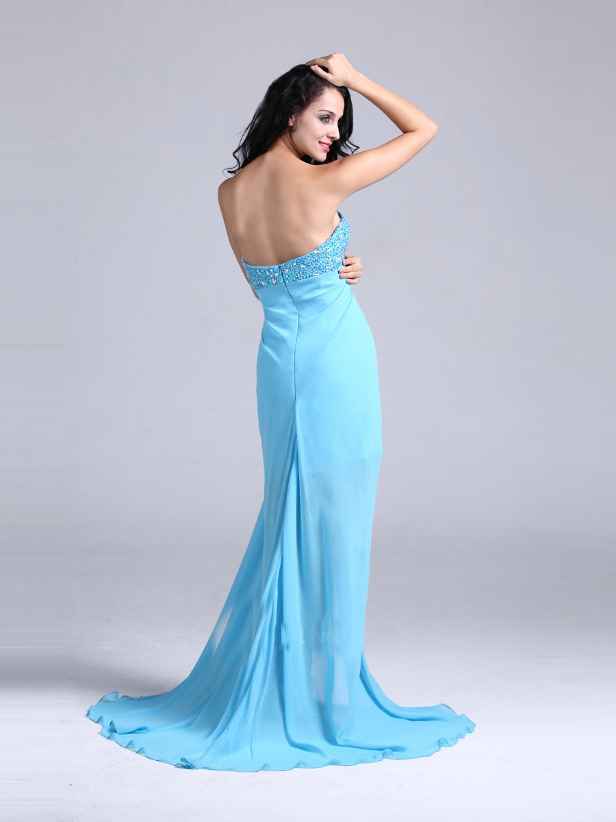 Elegant Floor-length Chiffon Sweetheart Homecoming Dress with Rhinestones