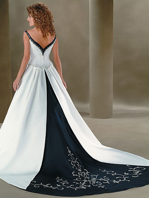 Sophisticated V -Neck Royal Blue Getrimmt Stickerei Kleid