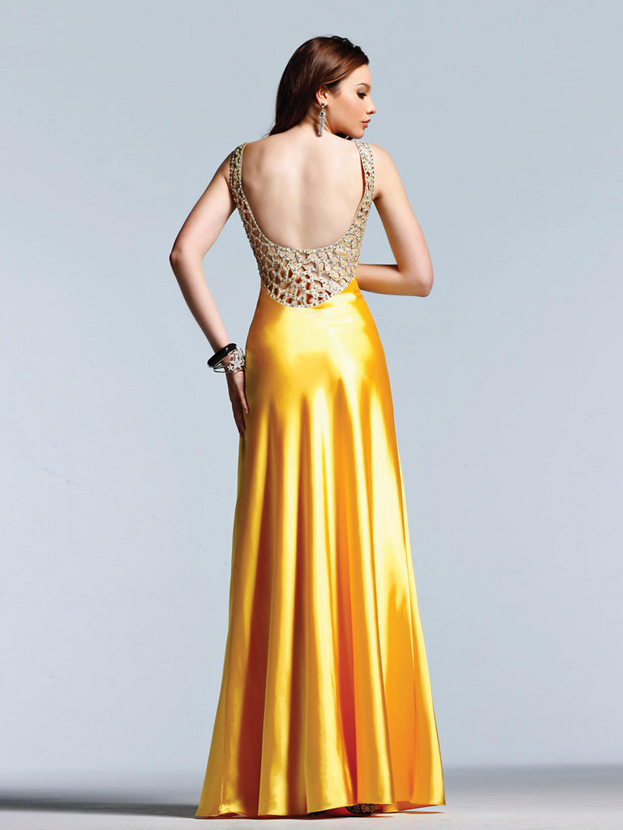 Charming V-neck Rhinestone Trimmed Hollow out Backless Dress