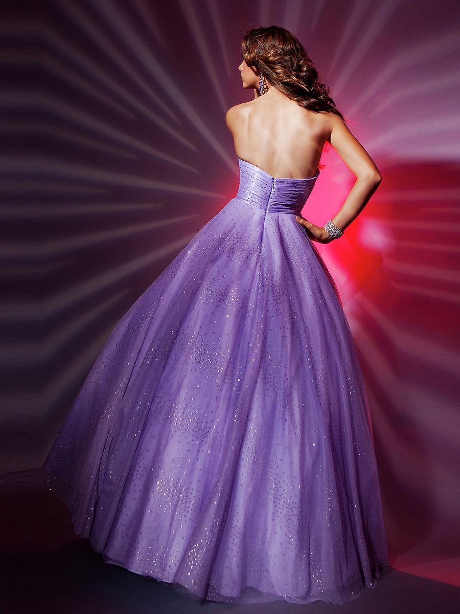 Fairytale Floor-length Strapless Sleeves Prom Dress with Rhinestones and Sequins