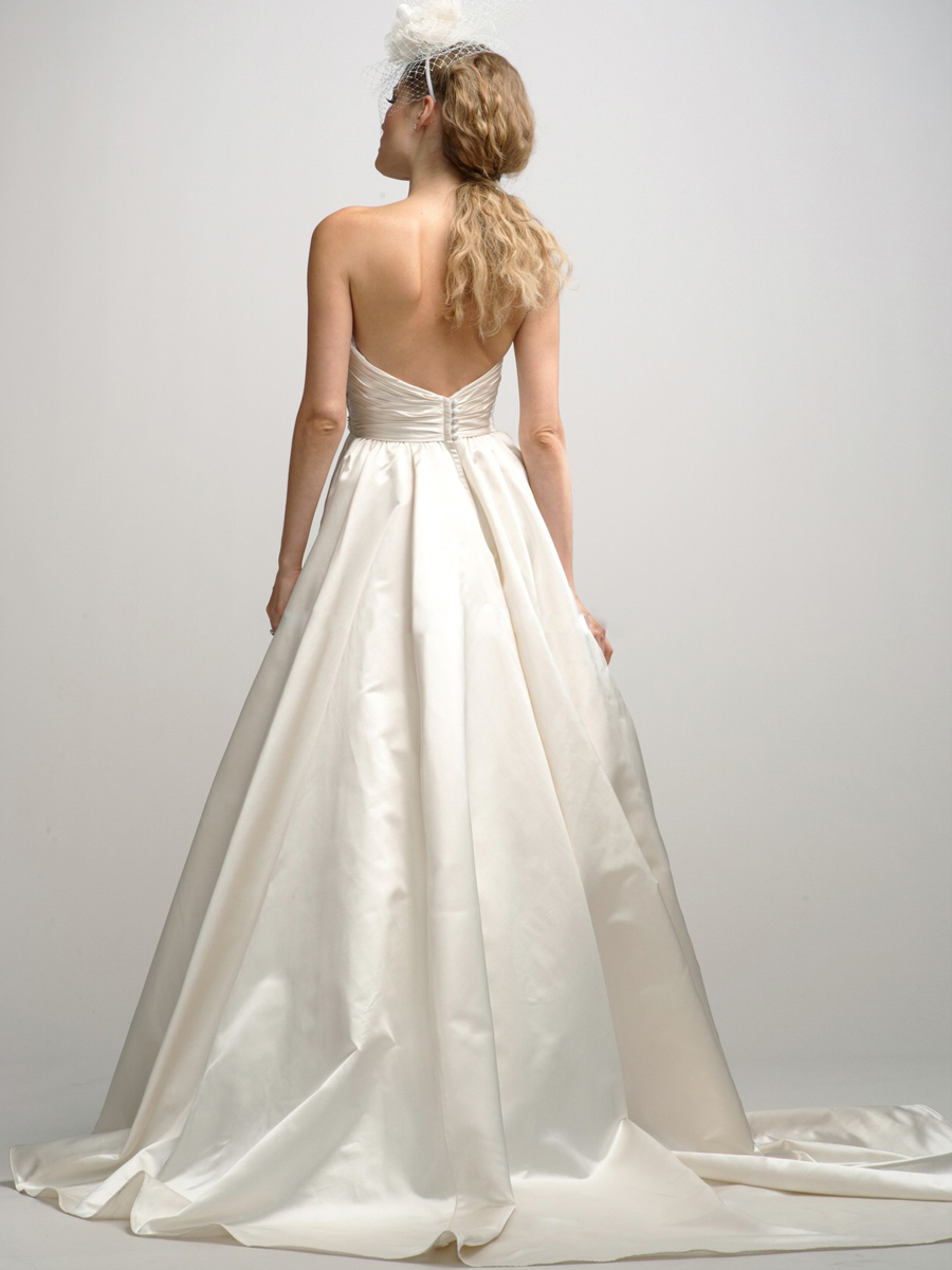 Fascinating Sweetheart Satin Wedding Dress of A-line Style with Court Train