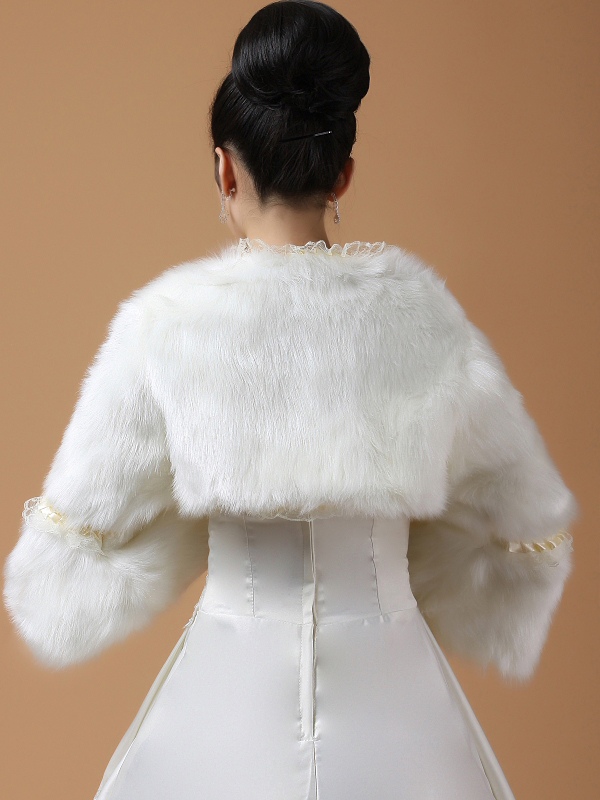 Замечательный искусственного меха свадьбы упаковке 3/4 длинные рукава длинный пиджак свадьбы