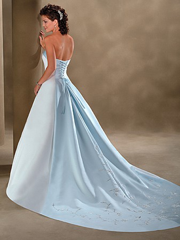 Enchanting Light Sky Blue Satin Gown of Lace-Up Closure