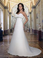 Chiffon A-Line Gown with Strapless Sweetheart Neckline Rouched Bodice Wedding Dresses