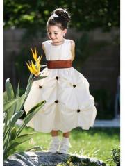 Flod Ball Gown Stain White Flower Girl Dress with Bow Tie