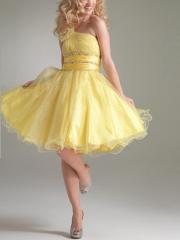 One-Shoulder Elegant Stain Homecoming Dress with Sequins Waist knot