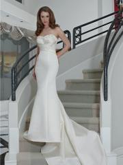 Satin Mermaid Gown with Strapless Sweetheart Neckline Slightly Gathered Bust Adorned With Direct Beading Dress