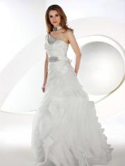 Satin a-line gown with a strapless neckline and pleated bust Wedding dress