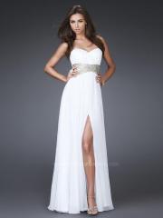 White Chiffon Strapless Sweetheart Neckline Sleeveless Floor-Length Celebrity Dress