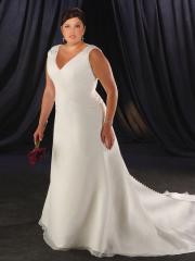 2011 New Collection Chiffon V-Neck A-Line Skirt with Chapel Train Wedding Gown