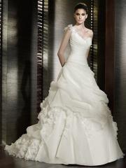 2011 Organza One Shoulder and Sweetheart Neckline Elegant Wedding Dress