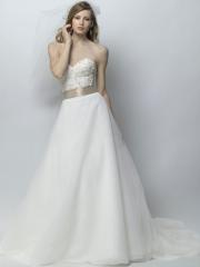 2012 Classic Style Sweetheart Neckline Floral Bodice and Chiffon Skirt White A-line Wedding Dress for Fancy Taste