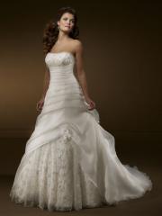 A-Line Beading and Ruffles Decorated Elegant Wedding Dress