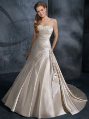 A-Line Champagne with Embroidery And Beading Embellishment Wedding Dress
