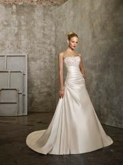 A-Line Champagne with Lace-Up Closure Elegant Wedding Dress